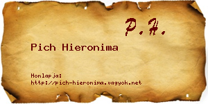 Pich Hieronima névjegykártya